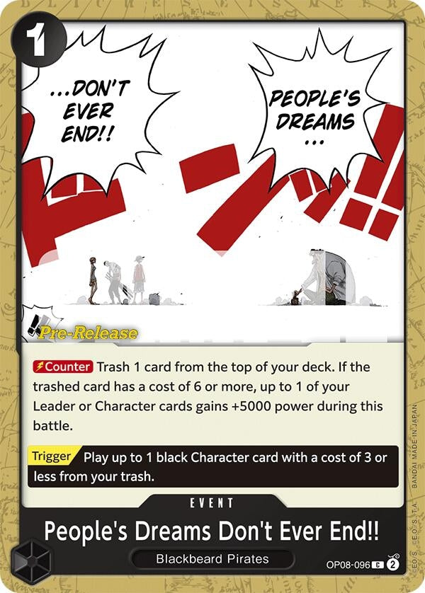 Image for People's Dreams Don't Ever End!! (OP08-096) (OP08 PRE) - One Piece Card Game