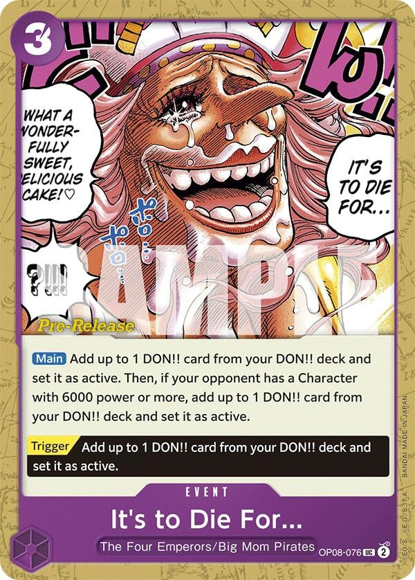 Image for It's to Die For (OP08-076) (OP08 PRE) - One Piece Card Game