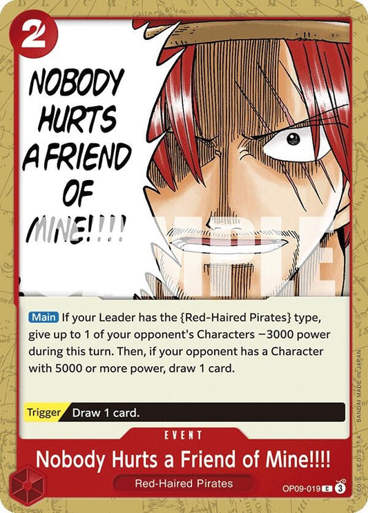 Image for Nobody Hurts a Friend of Mine!!!! (OP09-019) (OP09) - One Piece Card Game