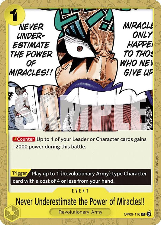 Image for Never Underestimate the Power of Miracles!! (OP09-116) (OP09) - One Piece Card Game