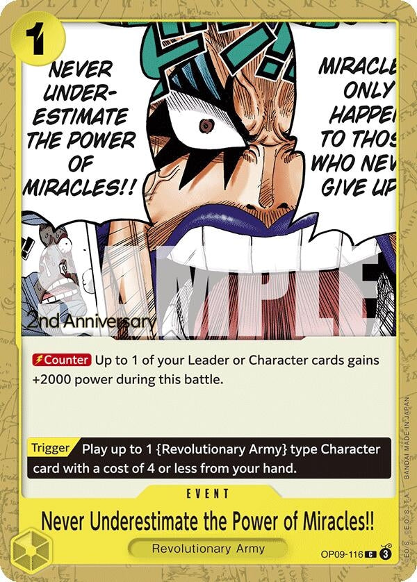 Image for Never Underestimate the Power of Miracles!! (OP09-116) (OP09 ANN) - One Piece Card Game