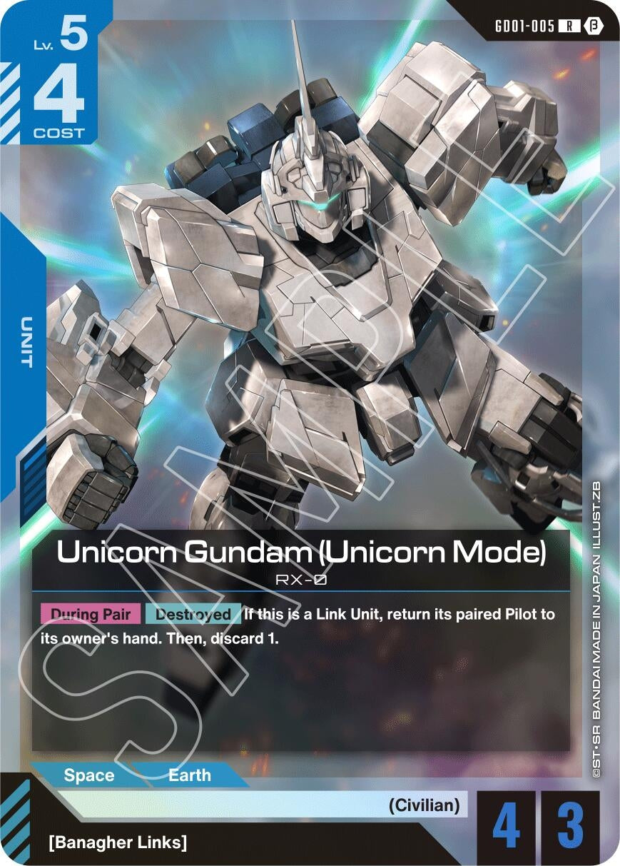 Image for Unicorn Gundam (Unicorn Mode) (GD01-005) (GD01_b) - Gundam Card Game