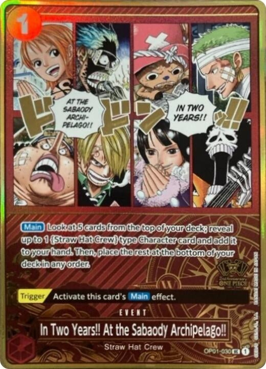 Image for In Two Years!! At the Sabaody Archipelago!! (One Piece Japanese Version 2nd Anniversary Set) (OP01-030) (OP-PR) - One Piece Card Game