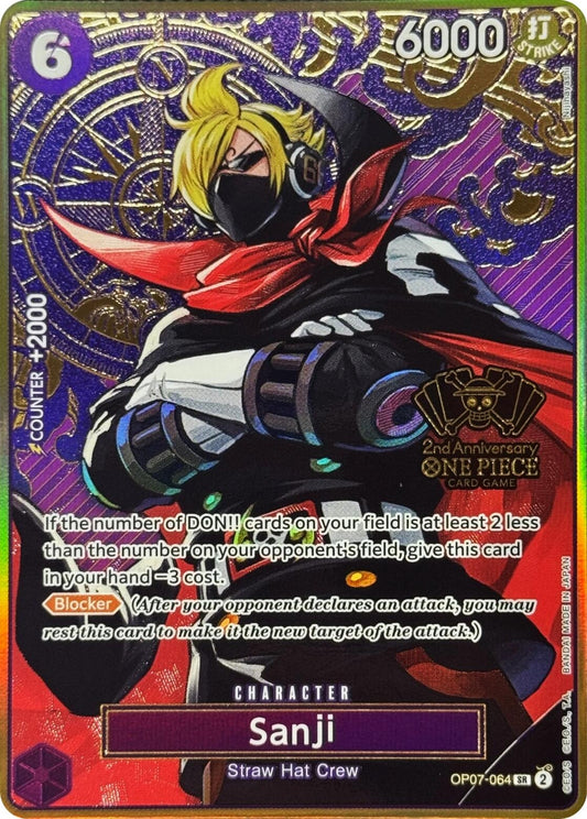 Image for Sanji (One Piece Japanese Version 2nd Anniversary Set) (OP07-064) (OP-PR) - One Piece Card Game
