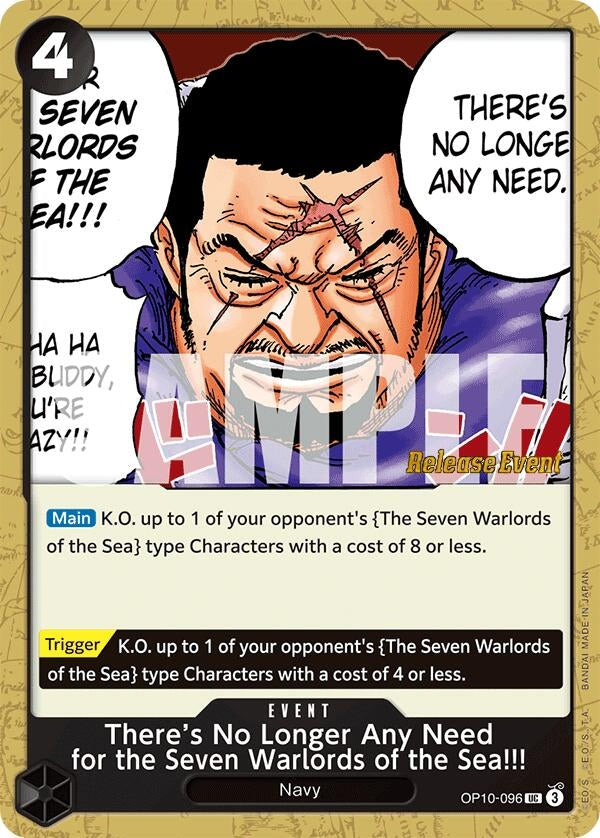 Image for There's No Longer Any Need for the Seven Warlords of the Sea!!! (OP10-096) (OP10 RE) - One Piece Card Game