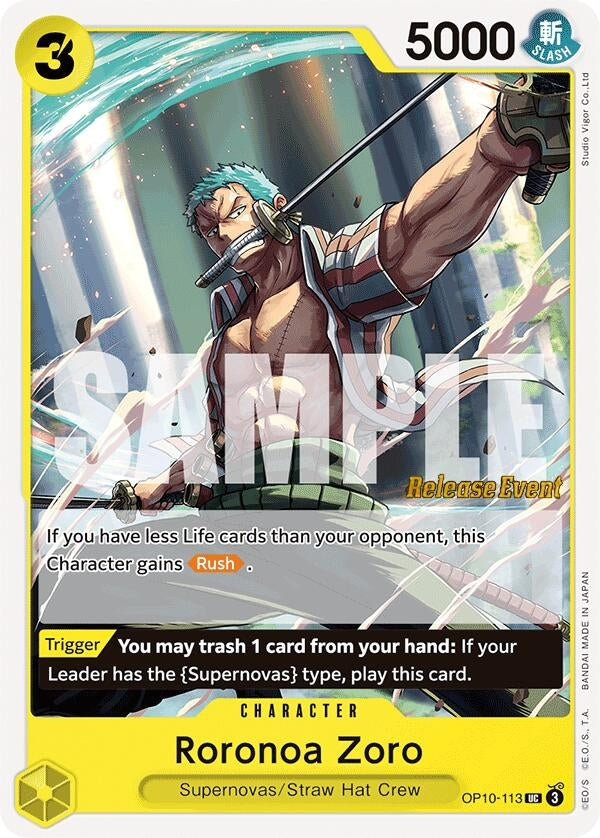 Image for Roronoa Zoro (113) (OP10-113) (OP10 RE) - One Piece Card Game