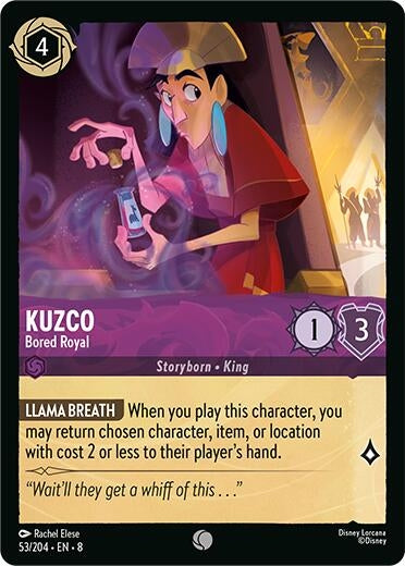 Image for Kuzco - Bored Royal (53/204) (8) - Disney Lorcana