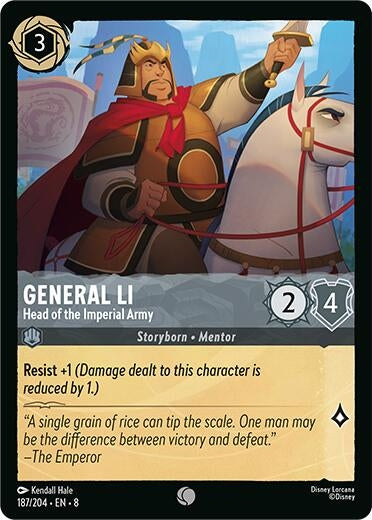 Image for General Li - Head of the Imperial Army (187/204) (8) - Disney Lorcana
