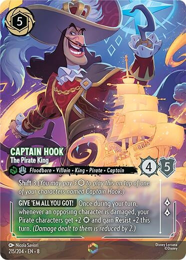 Image for Captain Hook - The Pirate King (Enchanted) (215/204) (8) - Disney Lorcana
