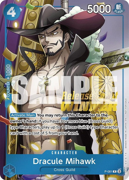 Image for Dracule Mihawk (OP11 Release Event Winner) (P-081) (OP-PR) - One Piece Card Game