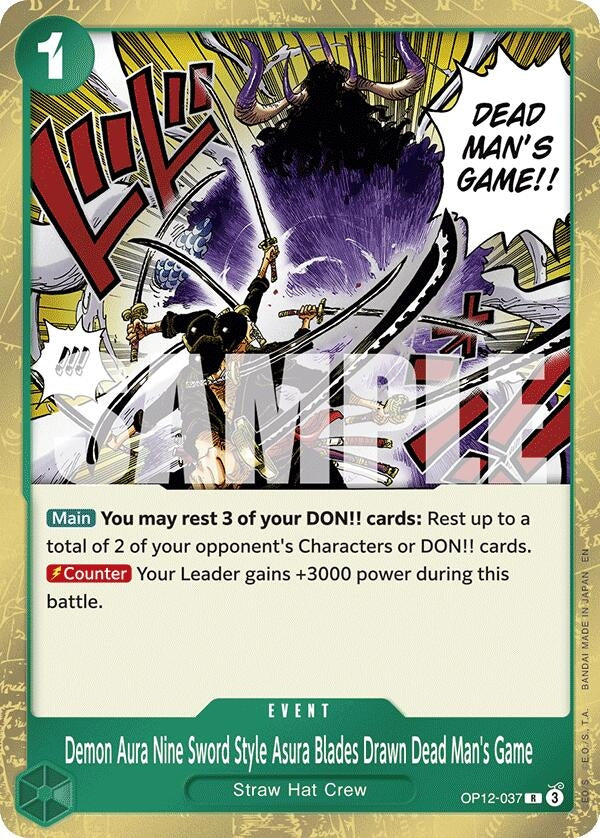 Image for Demon Aura Nine Sword Style Asura Blades Drawn Dead Man's Game (OP12-037) (OP12) - One Piece Card Game