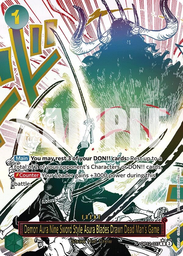 Image for Demon Aura Nine Sword Style Asura Blades Drawn Dead Man's Game (Alternate Art) (OP12-037) (OP12) - One Piece Card Game