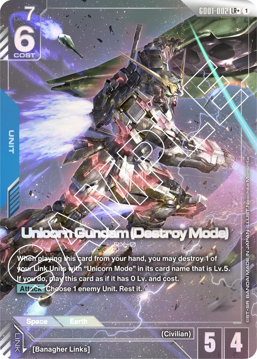Image for Unicorn Gundam (Destroy Mode) (LR+) (GD01-002) (GD01) - Gundam Card Game
