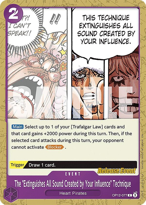 Image for The "Extinguishes All Sound Created by Your Influence" Technique (OP12-077) (OP12 RE) - One Piece Card Game
