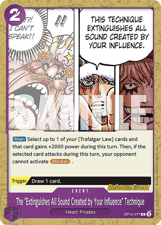 Image for The "Extinguishes All Sound Created by Your Influence" Technique (OP12-077) (OP12 RE) - One Piece Card Game